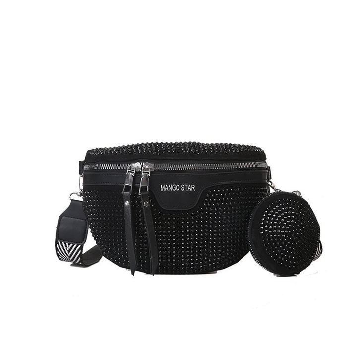 Chic women's accessory: rhinestone PU leather waist bag for a dazzling look