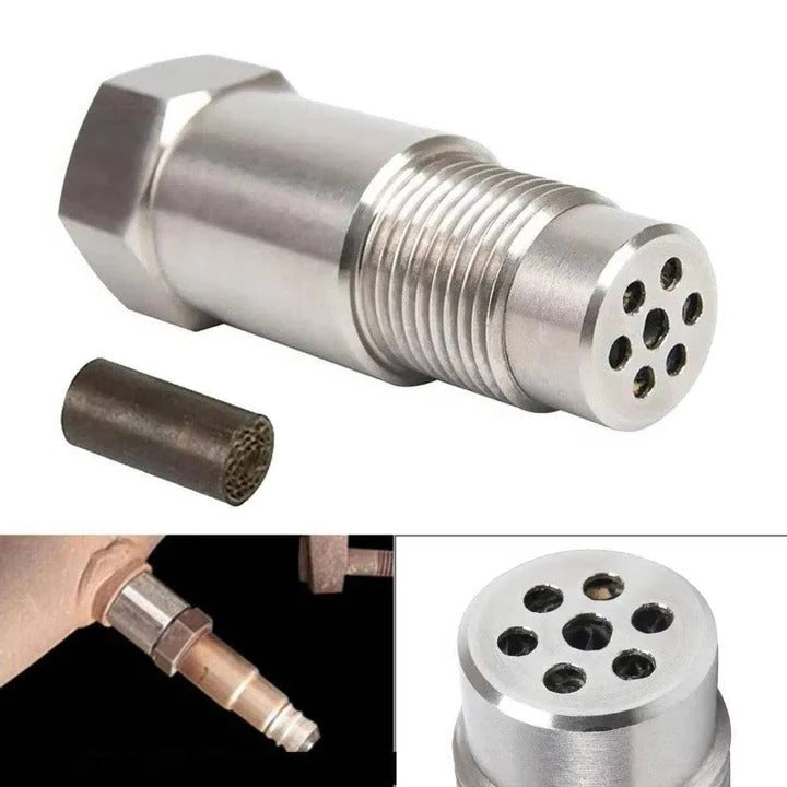 O2 sensor spacers with mini converters, improving engine light fix & exhaust system efficiency, 2-pack.