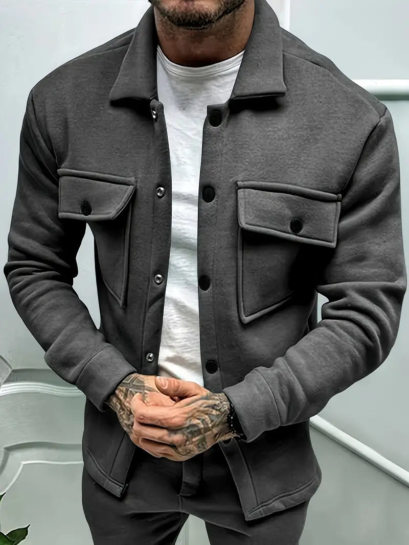 Men's Joris casual autumn jacket. Regular fit menswear outerwear with a stylish button-up front. Comfortable for fall.