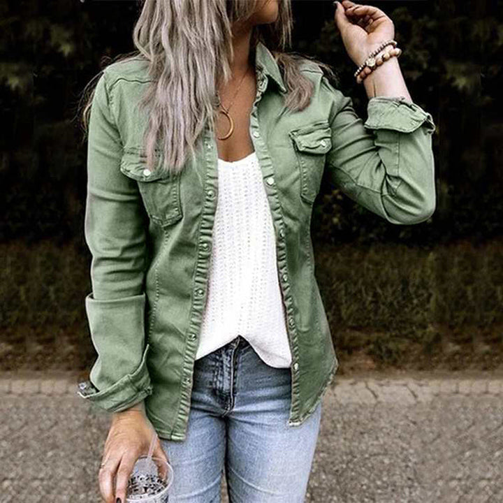 Comfortable & timeless women's denim jacket, Elisa, offering effortless style for any casual outfit.