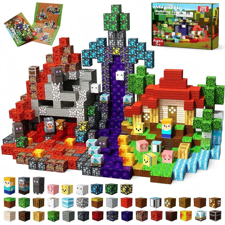 Kids' hands connecting Terrabrix magnetic blocks, an educational building toy promoting STEM learning & creativity.
