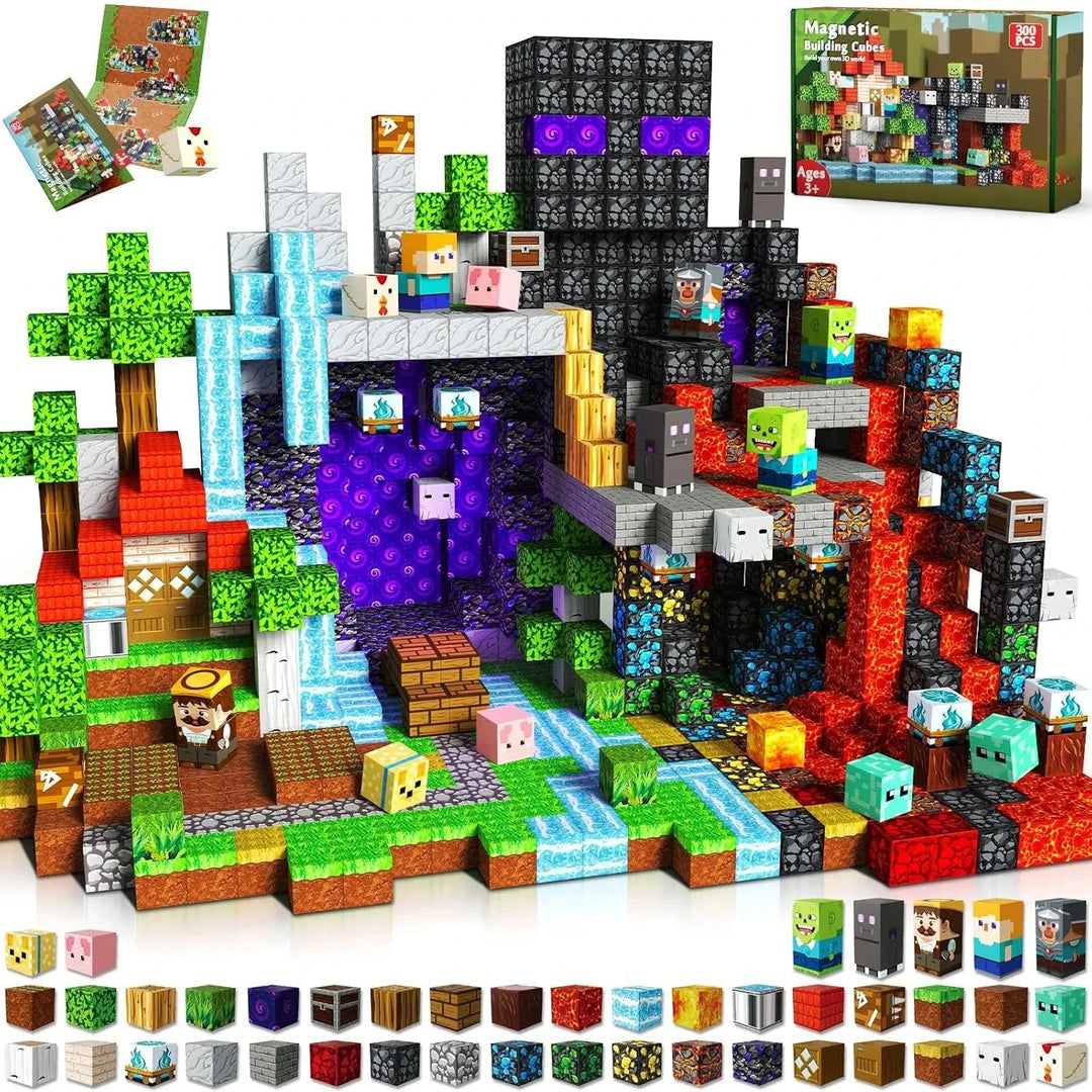 Children collaborating with Terrabrix magnetic construction blocks, encouraging social play & creative building.