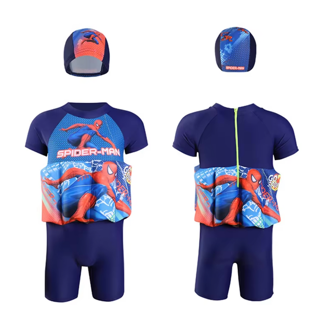 Sun protection float vest and shorts for kids, ideal for toddler swim lessons.