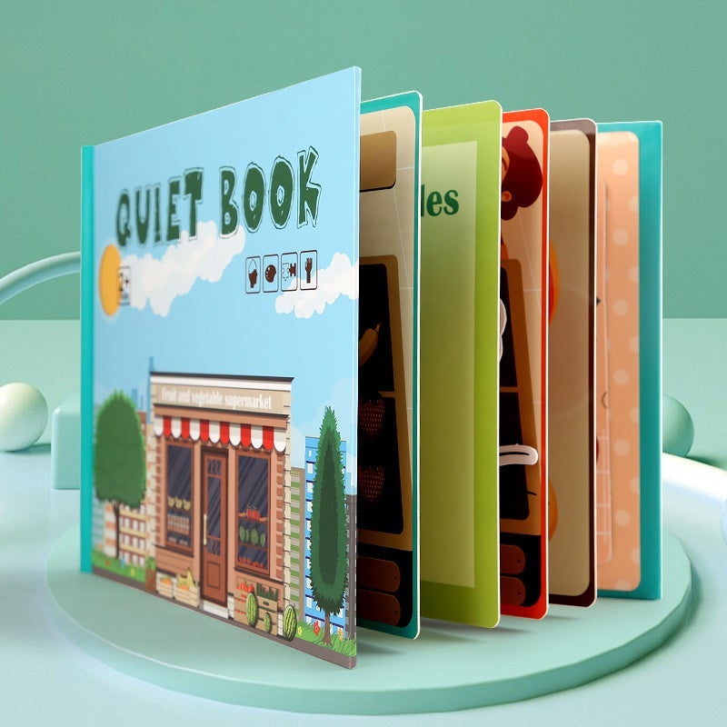 Educational Busy Book for toddlers, featuring interactive activities for fine motor skills & learning