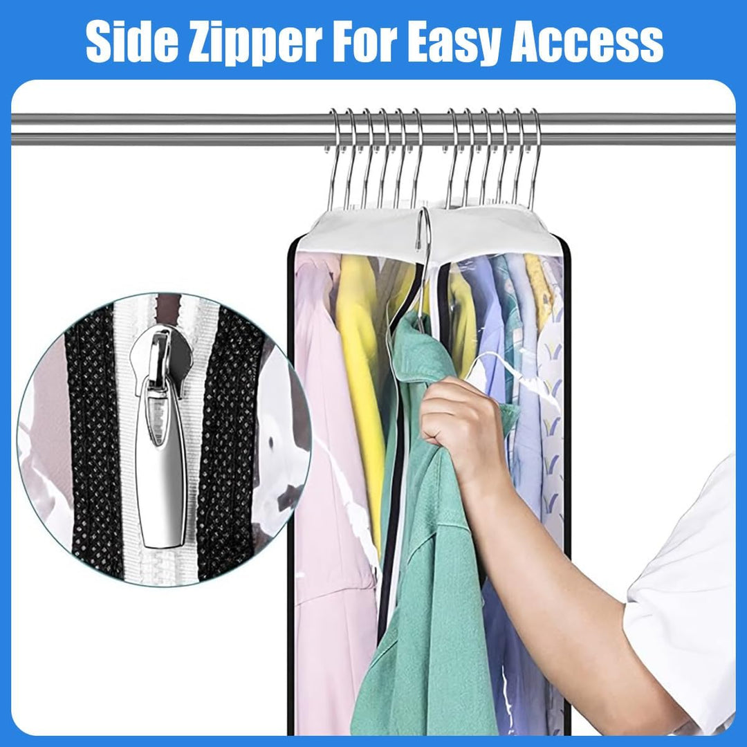 Keep clothes pristine with 6 clear garment bags; ultimate wardrobe dust protection & home organization.