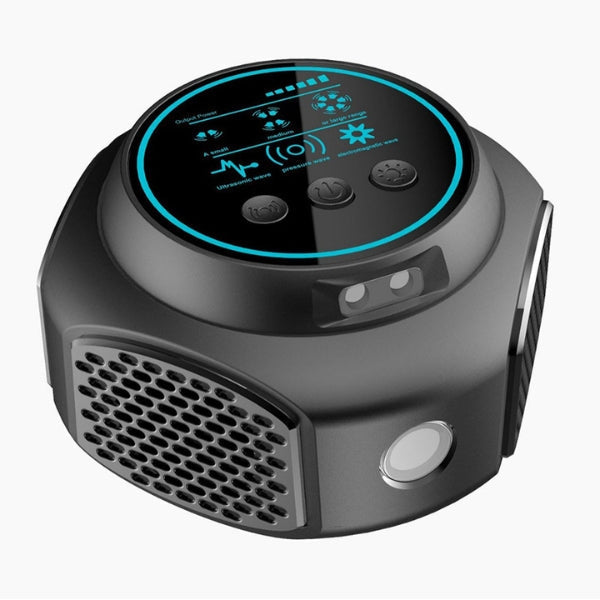 Easy-to-use ultrasonic device for 360° bee & wasp patio protection.