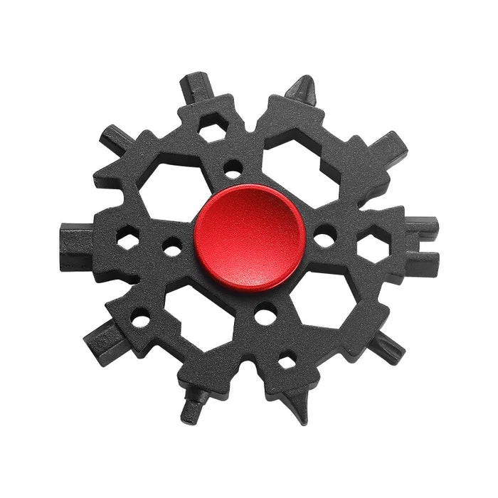 Unisex utility tool: 23-in-1 snowflake design with integrated fidget spinner and wrenches