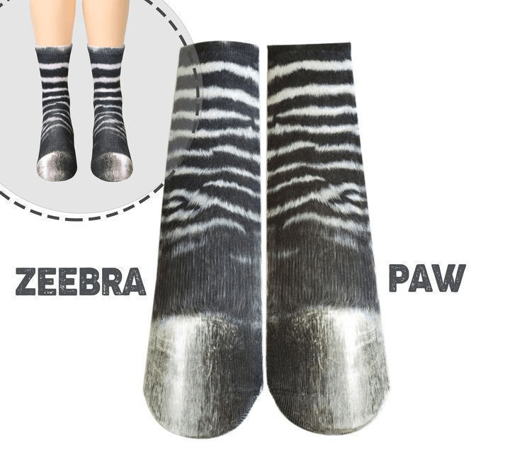 Funny animal paw socks, unisex design with detailed print, soft fabric, ideal novelty gift.