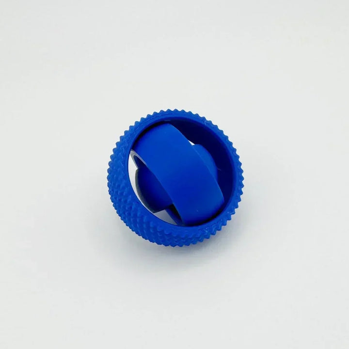 Unisex 3D Concentric Ring Fidget Ball Toy next to a hand for size comparison