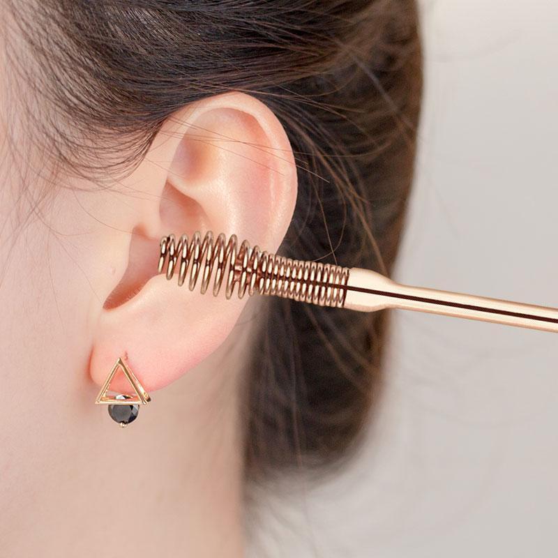 Ergonomic stainless steel ear cleaner set, 6 pieces, for gentle and safe ear care
