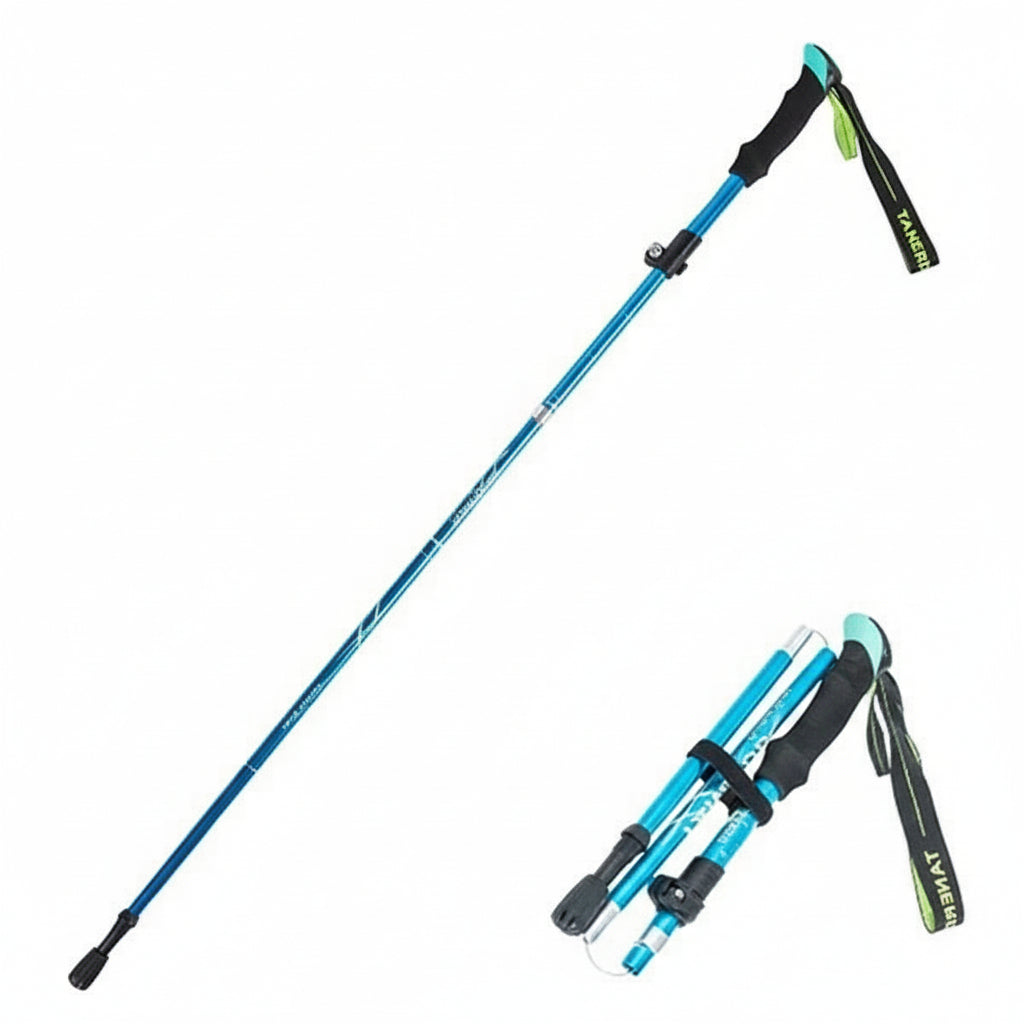 Lightweight aluminum hiking pole with ergonomic grip, built for durability & reliable trail support.