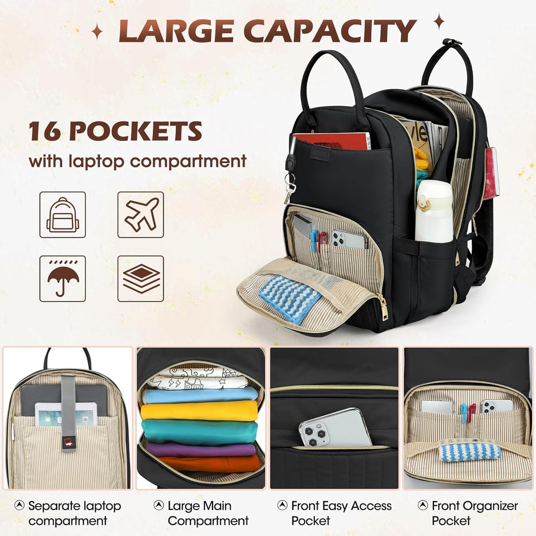 AeroFlex travel laptop backpack with 16 organized pockets for tech, books & essentials. Water-resistant.