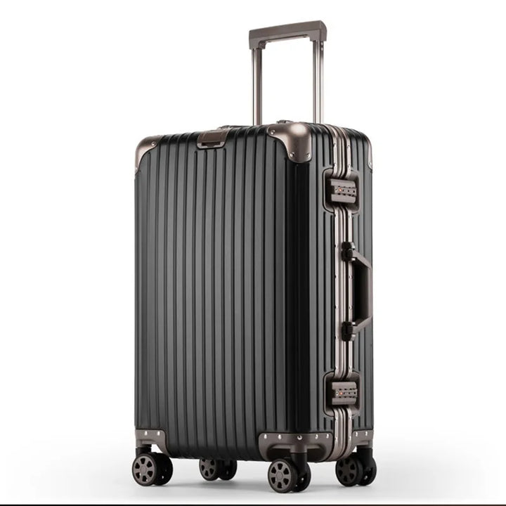 Premium aluminum hard shell luggage with quiet spinner wheels, designed for modern and frequent travelers.