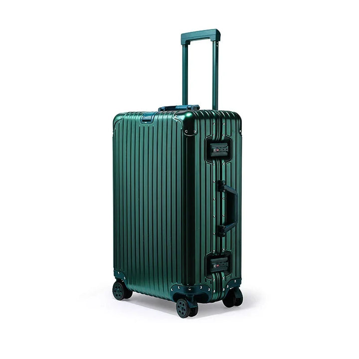 Secure aluminum hard shell luggage with TSA lock and smooth spinner wheels, built for durable travel.