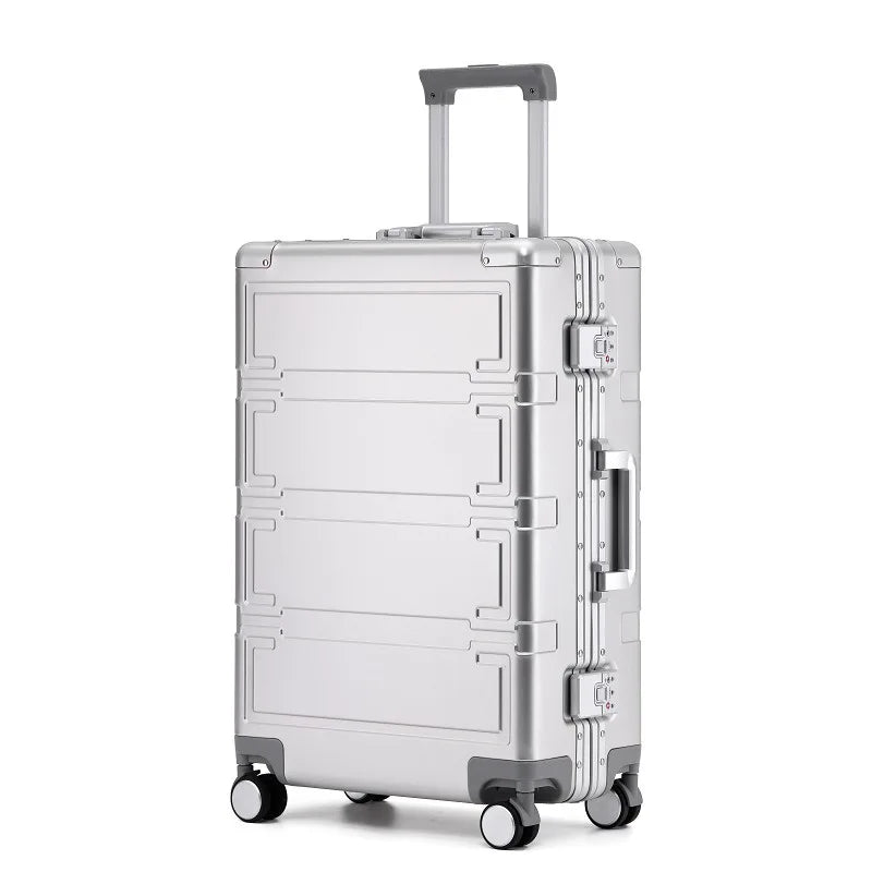 Durable aluminum hard shell checked baggage, built for tough travel.