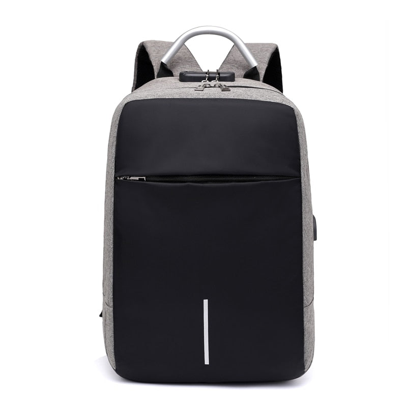 Stylish anti-theft backpack with USB charging & water-resistant fabric. Versatile unisex bag for business, travel & daily use.