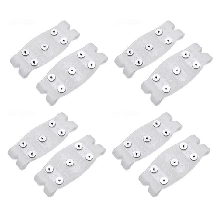Unisex ice grippers in a carrying pouch, convenient outdoor safety and winter gear accessory