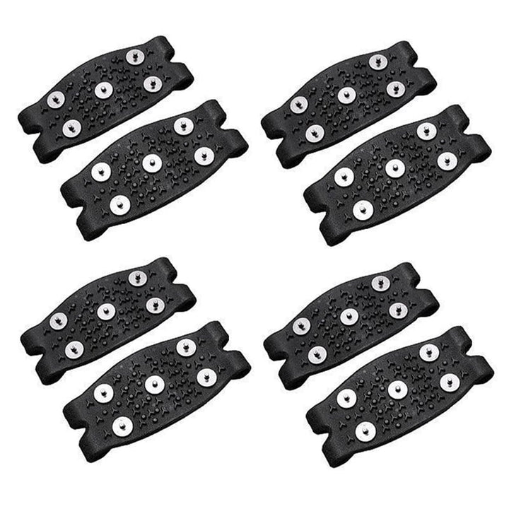 Ice grippers on a running shoe, providing versatile winter traction for active use
