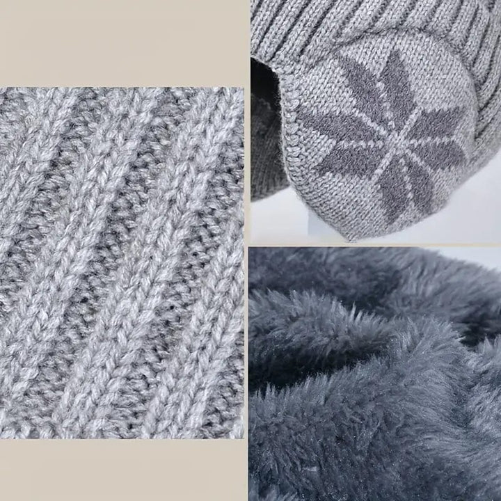Winter essential: fleece-lined black beanie and scarf set, durable and warm for cold days