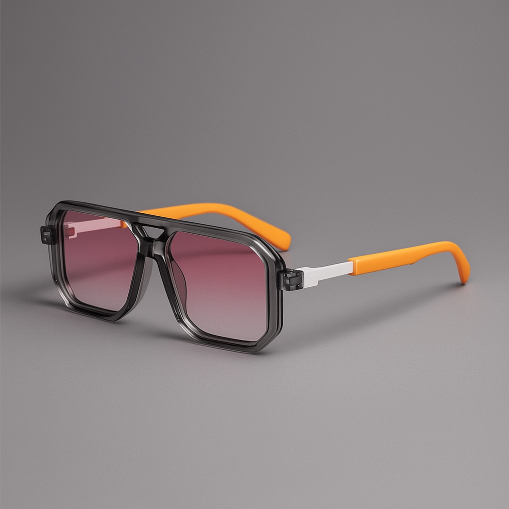 Unisex bold square frame sunglasses with dark gradient lenses & UV400 protection, front view