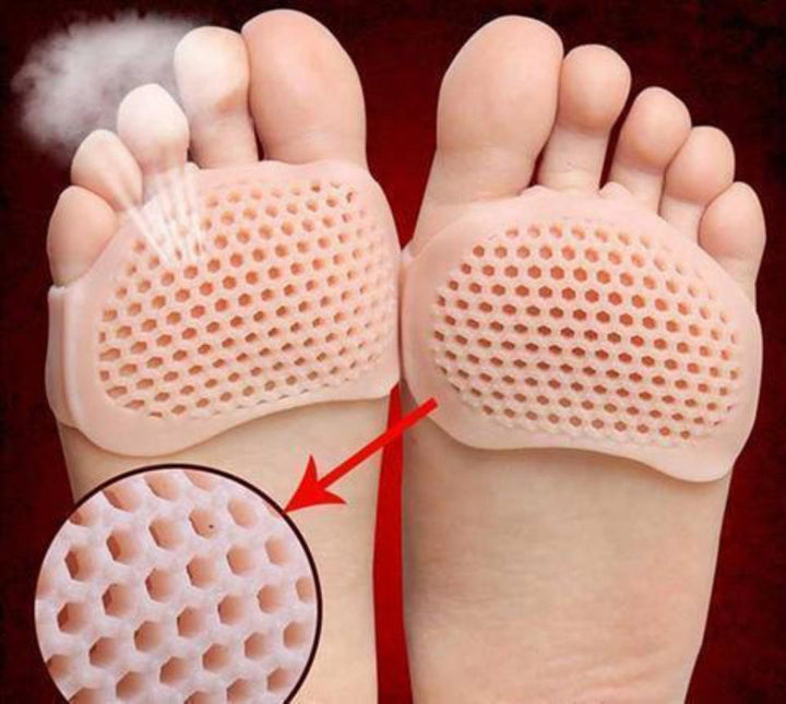 Unisex breathable gel metatarsal pads for targeted forefoot pain relief & cushioning. Ideal shoe inserts.
