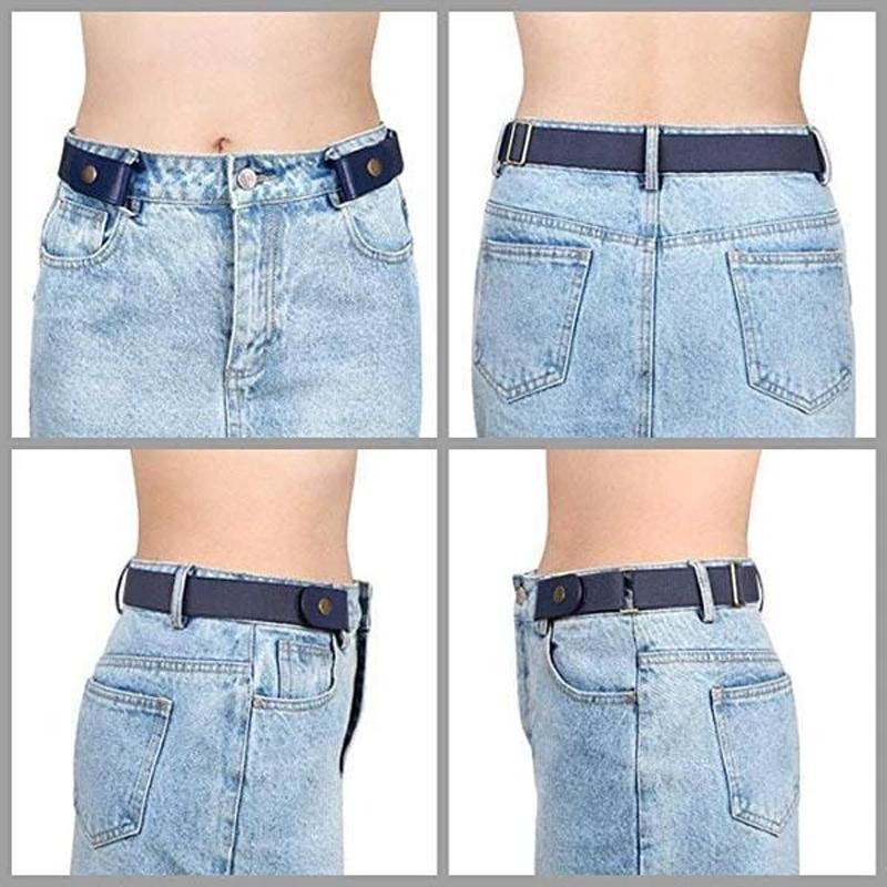 Buckle-free elastic belt for pants, unisex, offering a comfortable and smooth fit throughout the day.