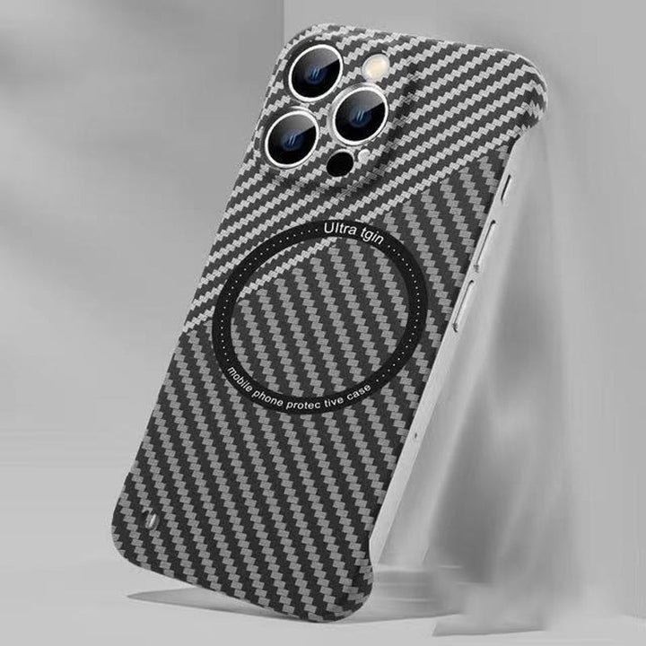 Magnetic Charging iPhone Case, carbon fiber finish, unisex and protective