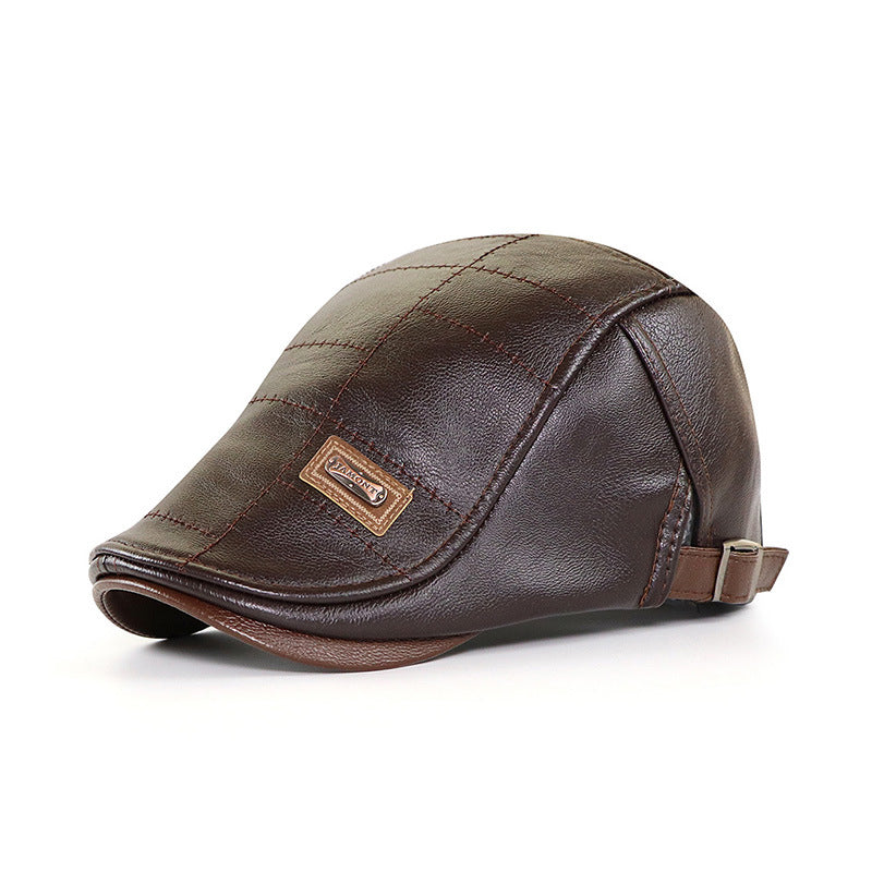 Unisex classic beret, crafted from durable faux leather, a stylish and practical winter accessory.