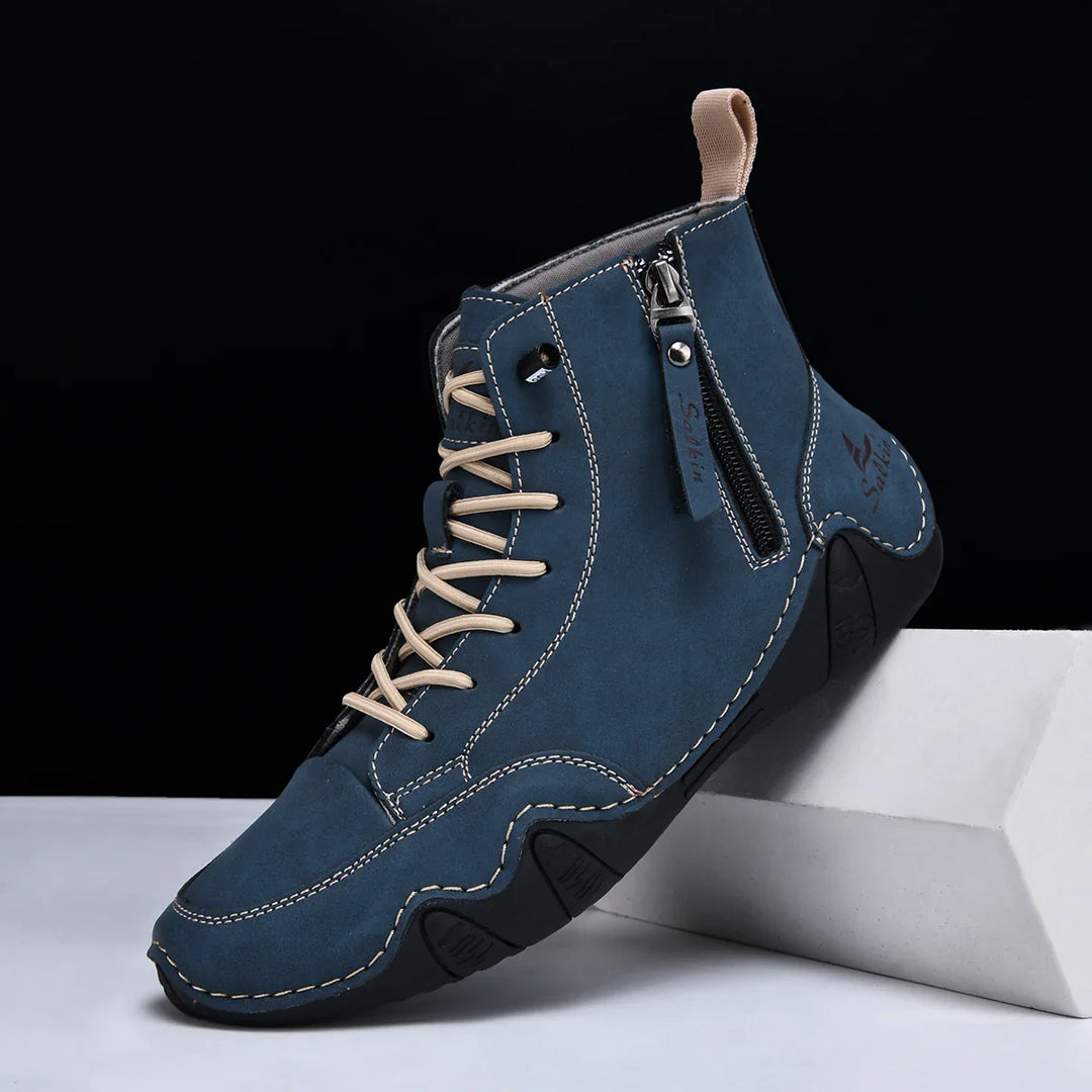 Unisex Cushioned Orthopedic Zip Boots, black, side view, flexible sole, for everyday comfort