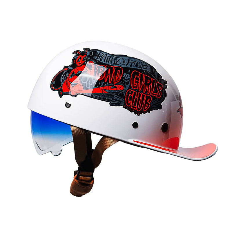 Stylish biker gear: unisex DOT approved baseball motorcycle helmet.