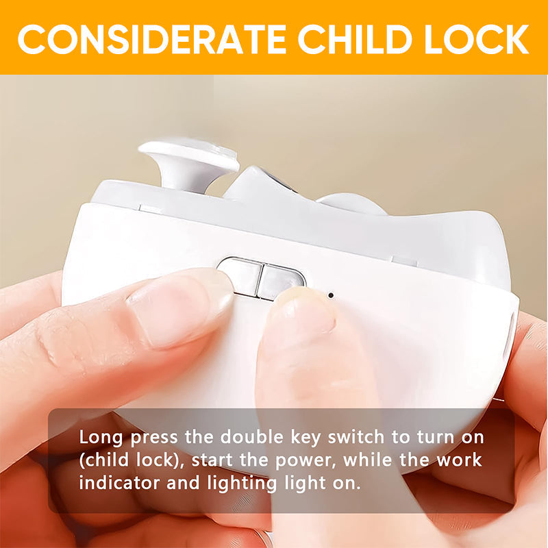 High-tech electric nail grinder with child lock, simplifying everyday nail grooming routines.