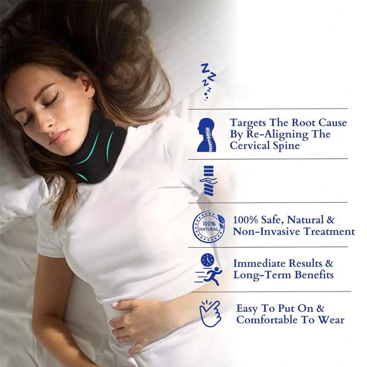 Comfortable and supportive neck brace, ergonomic design for posture improvement, unisex.