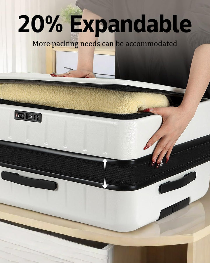 Dependable unisex hard shell carry-on with expandable capacity, front pocket, & integrated TSA lock.
