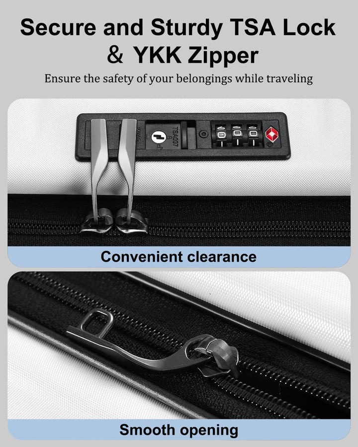 Unisex hard shell carry-on, perfect for short trips, expandable, with front pocket & TSA lock.