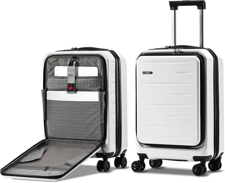 Travel light, travel smart: unisex expandable hard shell carry-on with front pocket & TSA lock.