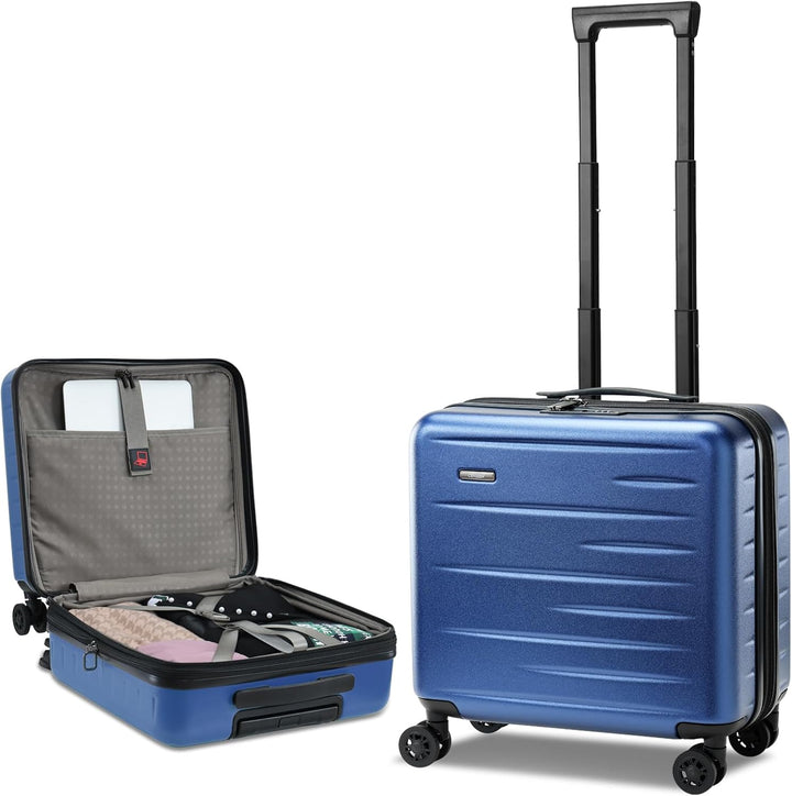Premium unisex hard shell carry-on luggage, expandable, with front pocket & built-in TSA lock.