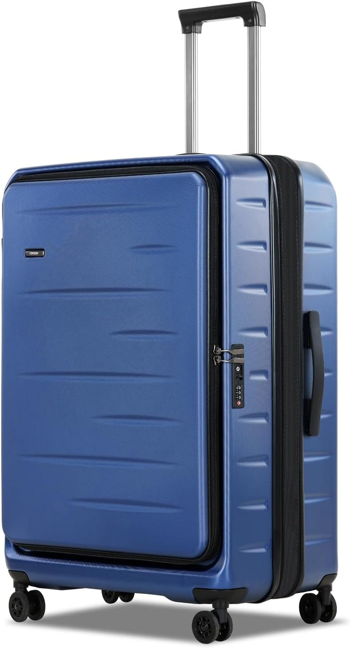 Sleek, secure, and expandable: unisex hard shell carry-on with front pocket & TSA lock for modern travel.