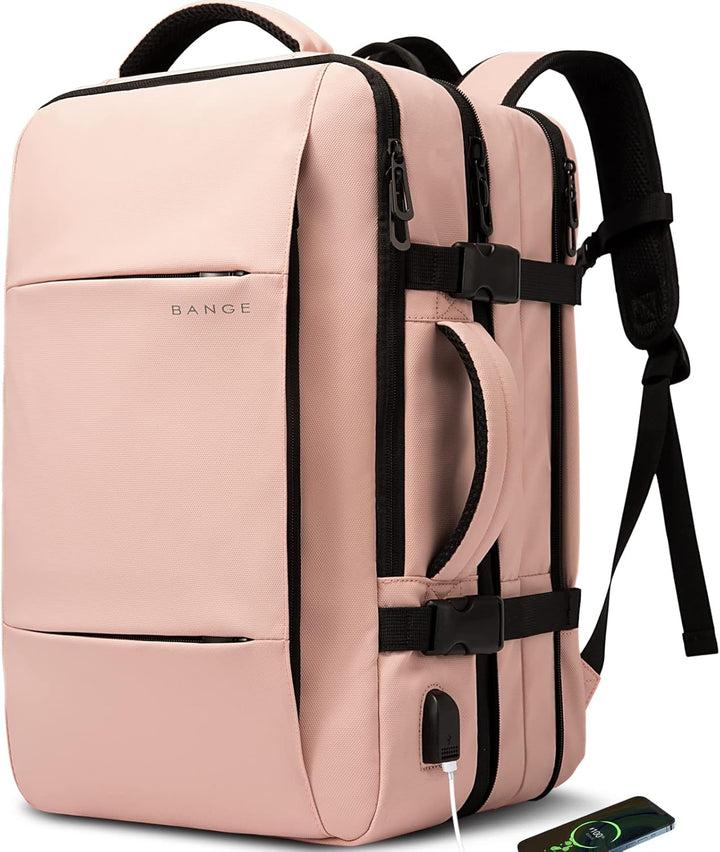 Interior detail: Padded laptop sleeve & tablet pocket in the expandable backpack.