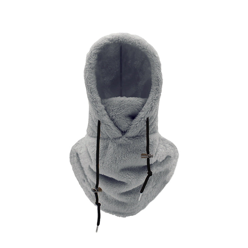 Unisex black fleece thermal balaclava ski mask, essential headwear for extreme cold outdoor sports