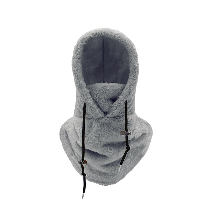 Unisex black fleece thermal balaclava ski mask, essential headwear for extreme cold outdoor sports