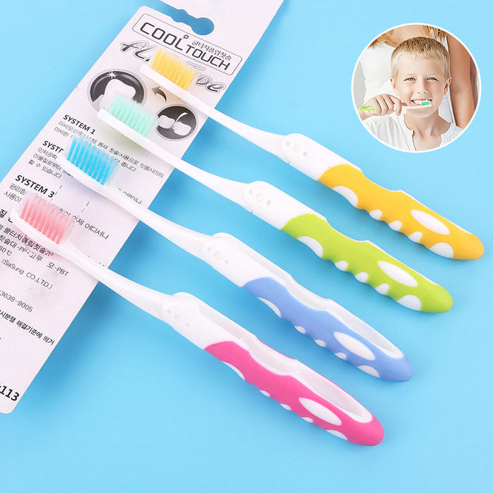 Portable folding toothbrush in a toiletries bag, ready for travel and oral care