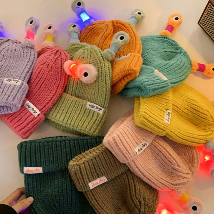 Unisex Fun Monster Knit Beanie in orange, a cute and cozy gift idea