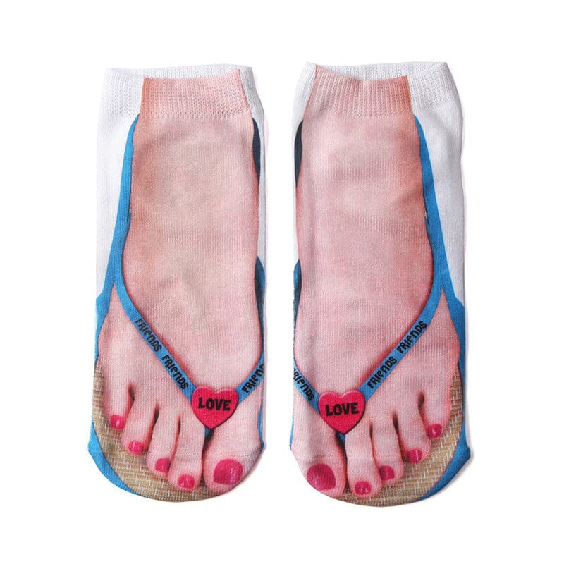 Top-down shot of funny 3D print ankle socks showcasing a donut pattern, excellent unisex gift socks