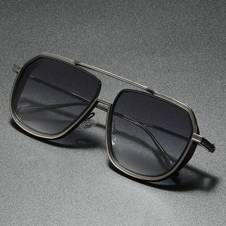 Geometric sport sunglasses for men and women, featuring a stylish lightweight frame, top view