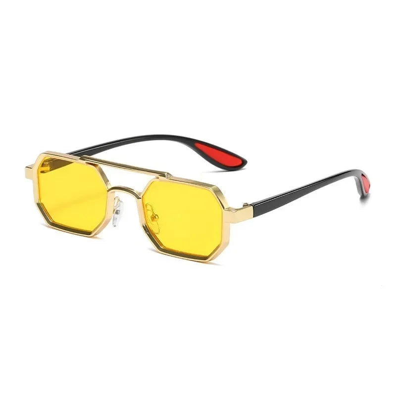 Unisex geometric sunglasses with a unique dual-tone frame, adding a touch of modern style