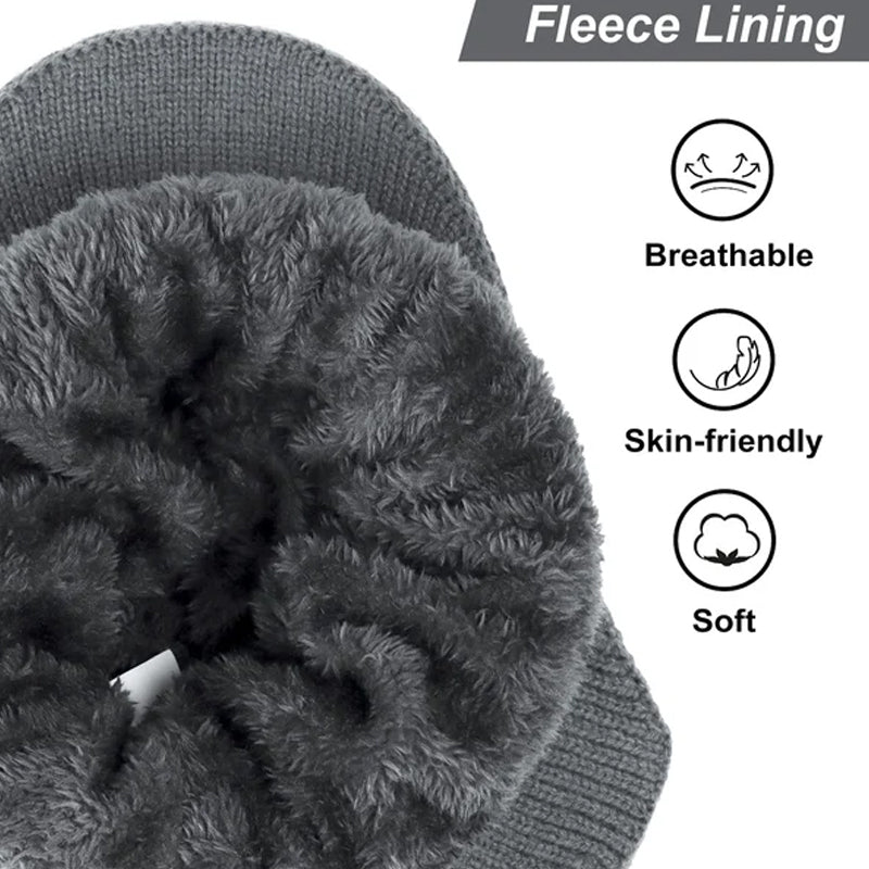 Acrylic knit navy beanie, providing excellent ear protection for outdoor activities.