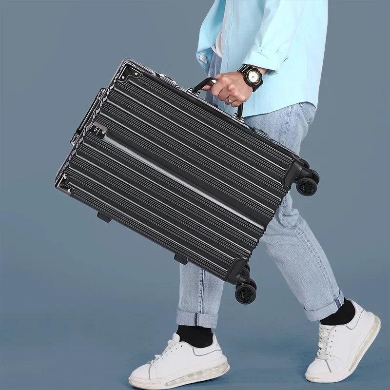Secure hard shell travel bag with aluminum frame & secure lock. Ideal for safe, worry-free vacation gear.