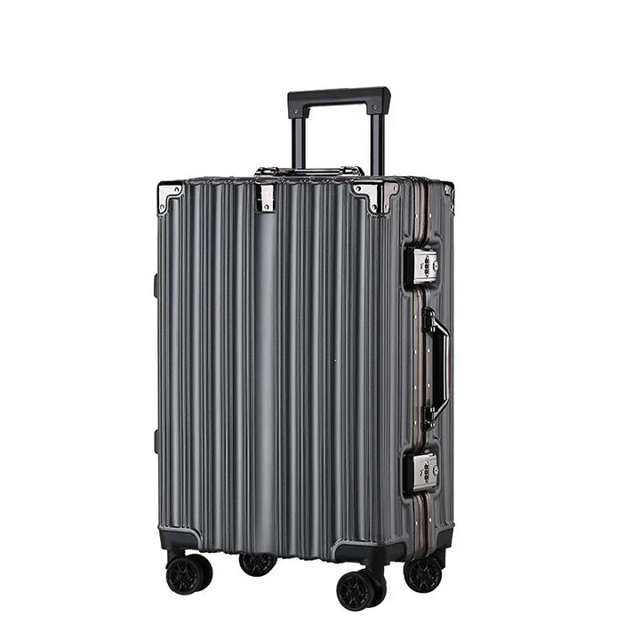 Travel safely with this unisex hard shell suitcase, featuring a strong aluminum frame & secure locking system.