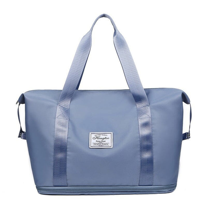 Ergonomic travel duffel bag in a olive green, designed for comfort and organization