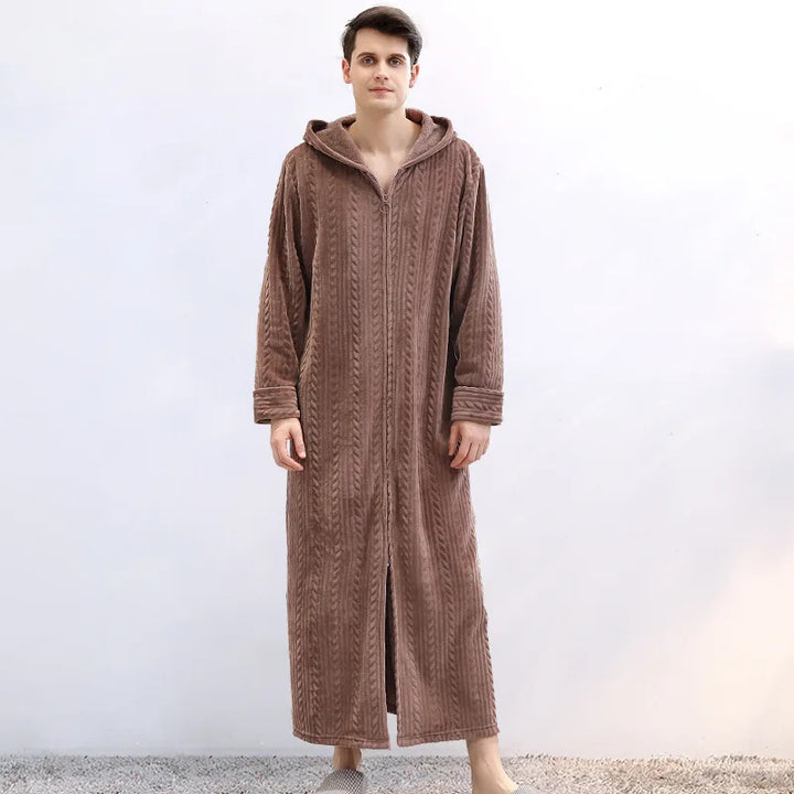 Couples' hooded bathrobe, designed for supreme coziness and autumn/winter comfort.